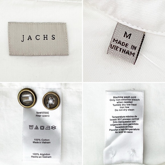 JACHS White Cotton Button-Up Shirt Men’s Size Medium Long Sleeve jachs New NWT - Picture 3 of 7